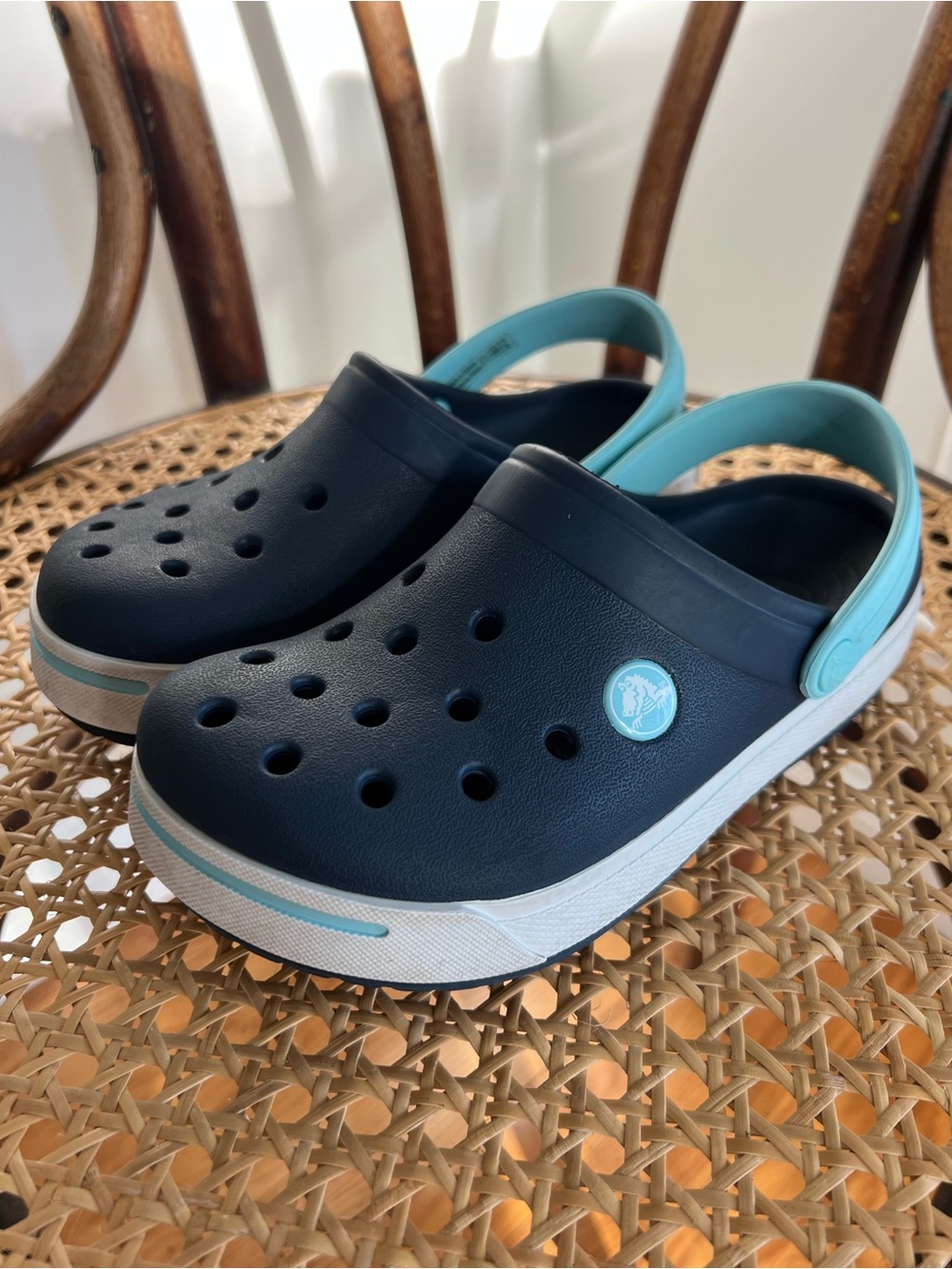 CROCS Kids Navy and Light Blue Classic Clogs Size c12/13 - Picture 2 of 12